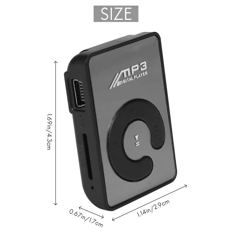 Compact black and gray mp3 player mini with circular dial supports recording fm radio and micro e-books for outdoor sports walkman