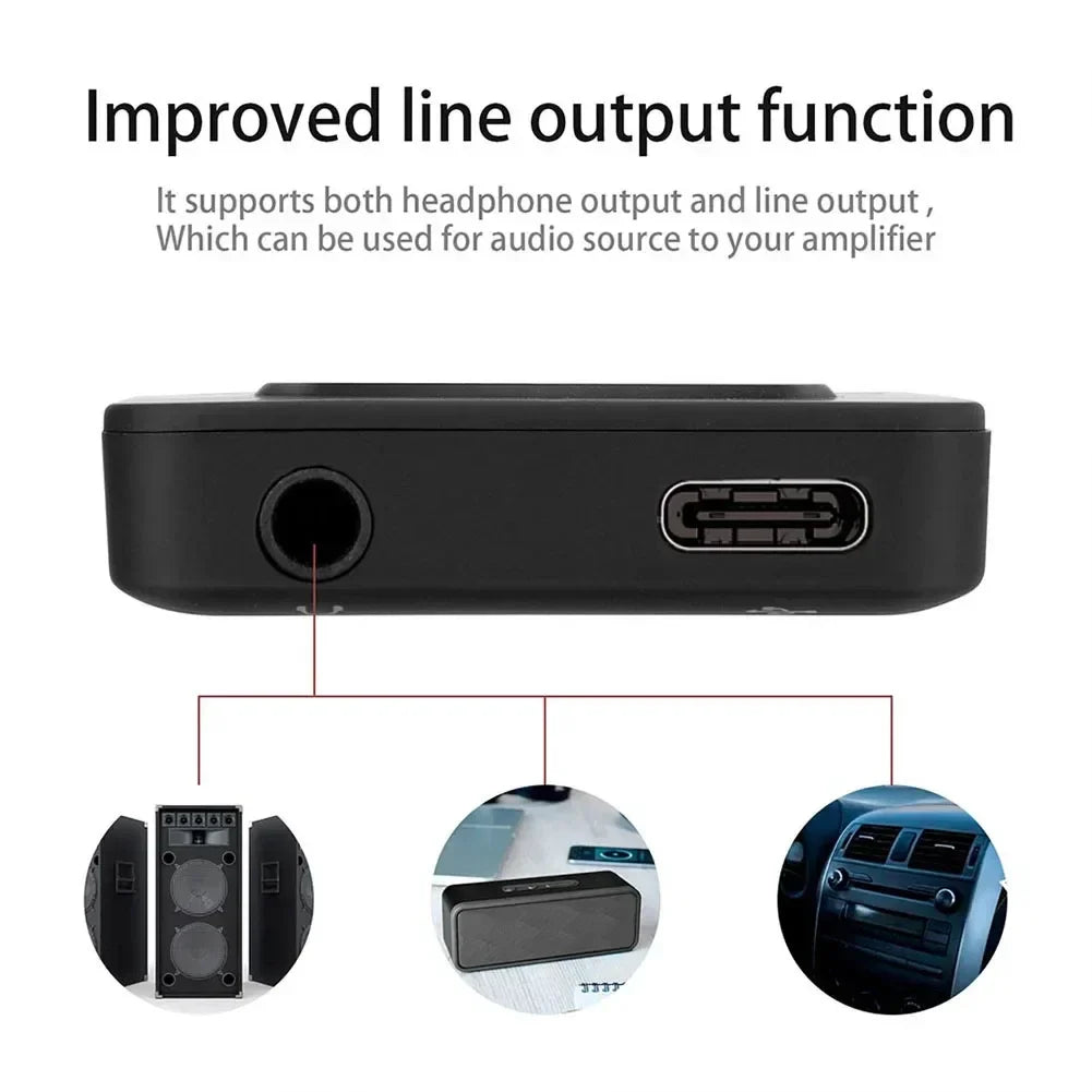 Black compact audio adapter with 3.5mm jack and usb-c port for lossless music player student walkman swimming running