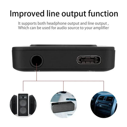 Black compact audio adapter with 3.5mm jack and usb-c port for lossless music player student walkman swimming running