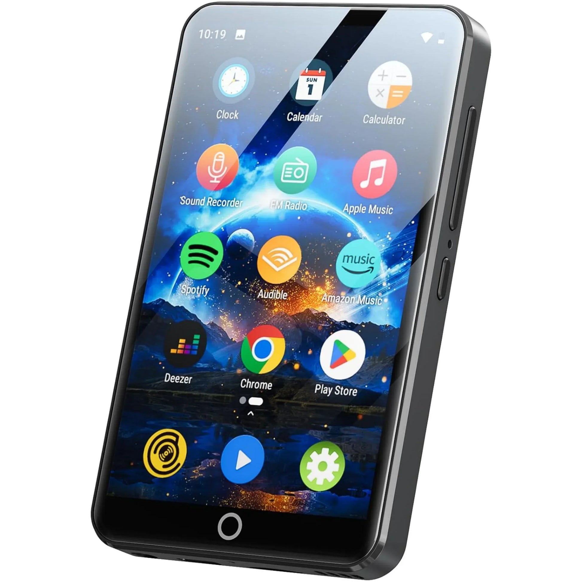 Black-framed mechen h1 pro pro mp3 player with 4 inch vibrant touchscreen music player android 9.0 design
