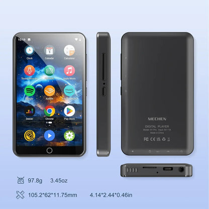Black mechen h1 pro mp3 player with 4 inch touchscreen music player android 9 wifi bluetooth apps display