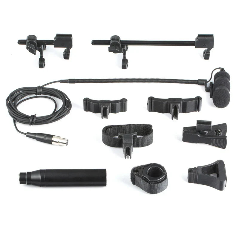 Black plastic and metal microphone clip kit with mounting accessories for wholesale saxophone microphone and instrument condenser microfones