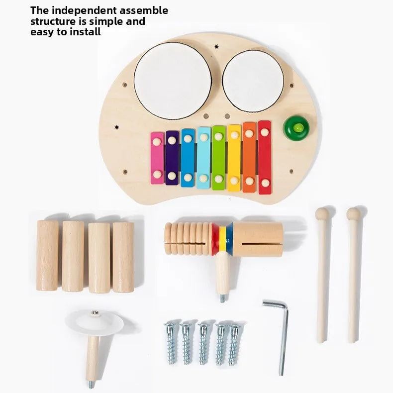 Wooden baby music table with colorful keys and round mirror eyes montessori early educational musical instrument toys