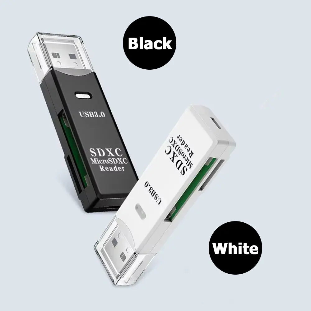 Black and white usb 3.0 sdxc microsdxc card reader supports high-speed laptop car mounted accessories use