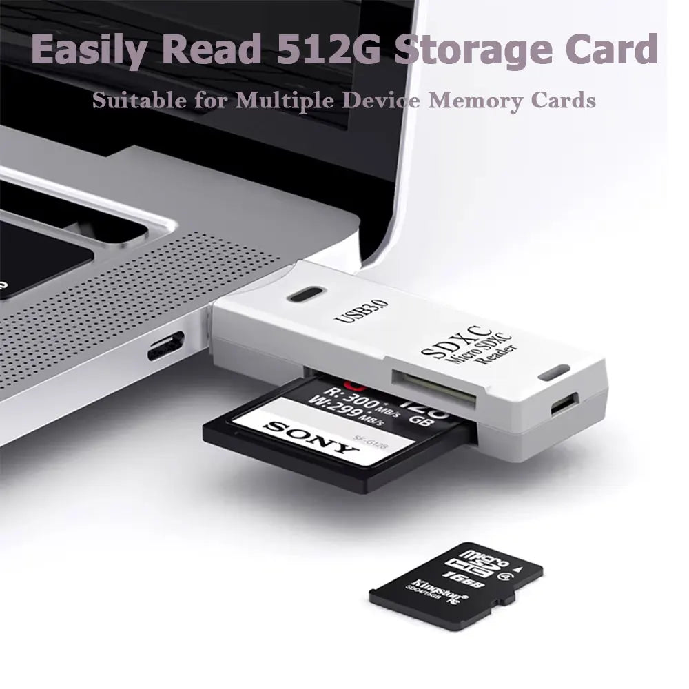 White usb3.0 sdxc microsd card reader supports tf and sd with sony 512gb card laptop car mounted accessories