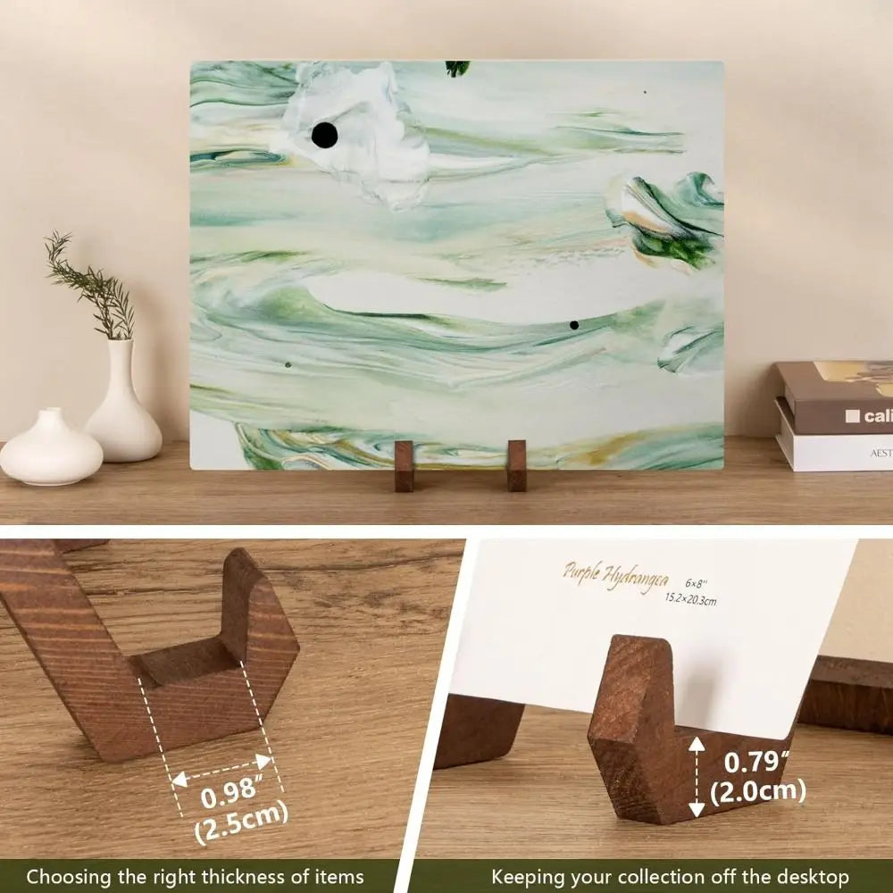Dark wood multifunctional retro wooden frame stand handmade with angled legs for stable handmade music album display