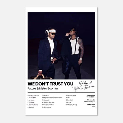 Black and white album poster for we don t trust you by future metro boomin printed on canvas for hip hop home decor