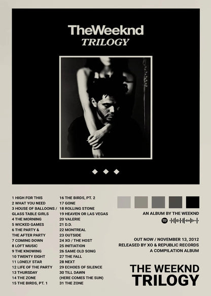 Black and white weeknd hip hop canvas painting singer album cover art for living room home decoration gift