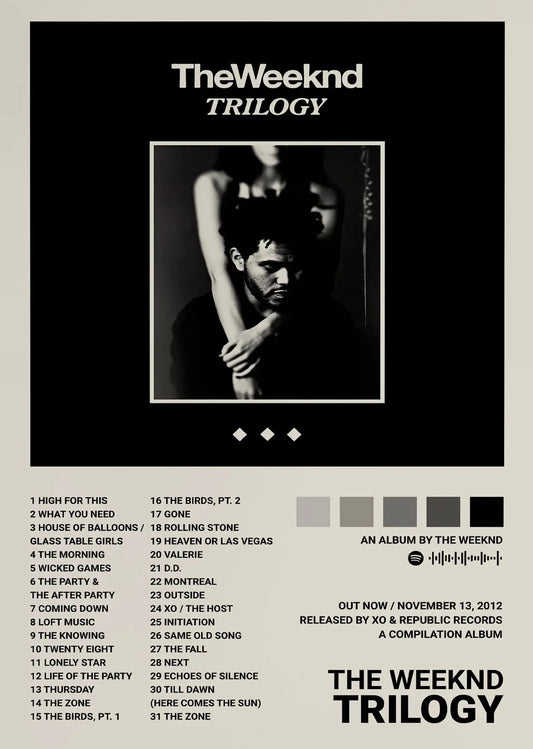 Black and white weeknd hip hop canvas painting singer album cover art for living room home decoration gift