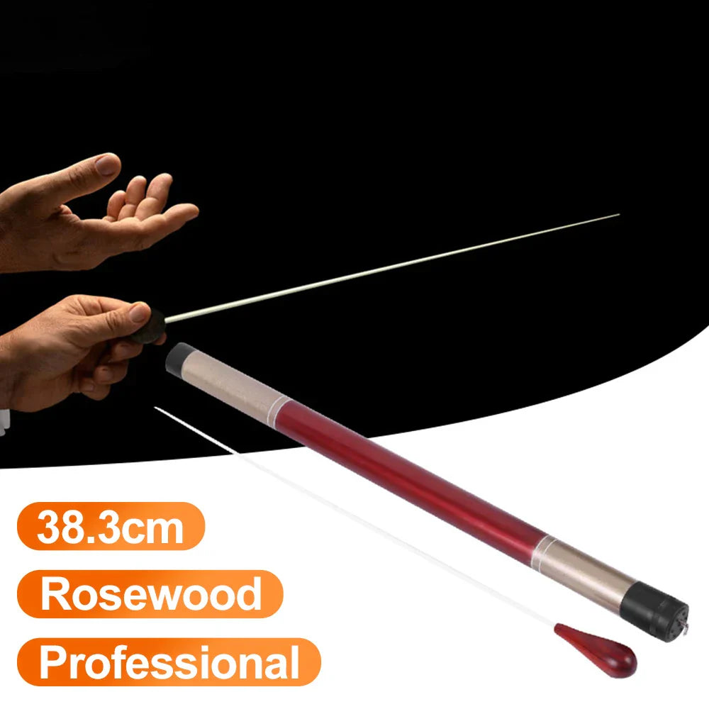 A 38.3cm professional rosewood music wand orchestra baton with polished red and silver finish for concert conducting