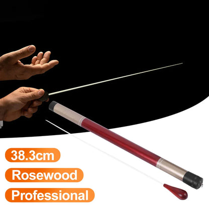 A 38.3cm professional rosewood music wand orchestra baton with polished red and silver finish for concert conducting