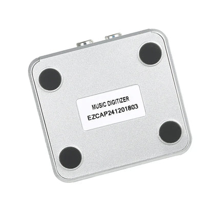 Silver rectangular music digitizer with mini usb port and label for player record analog use with sd card and remote control