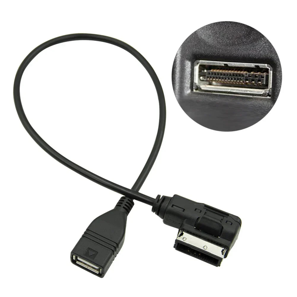Black usb music interface ami cable adapter with angled connector for audi q5 q7 r8 a3 a4 a5 ami mmi aux use