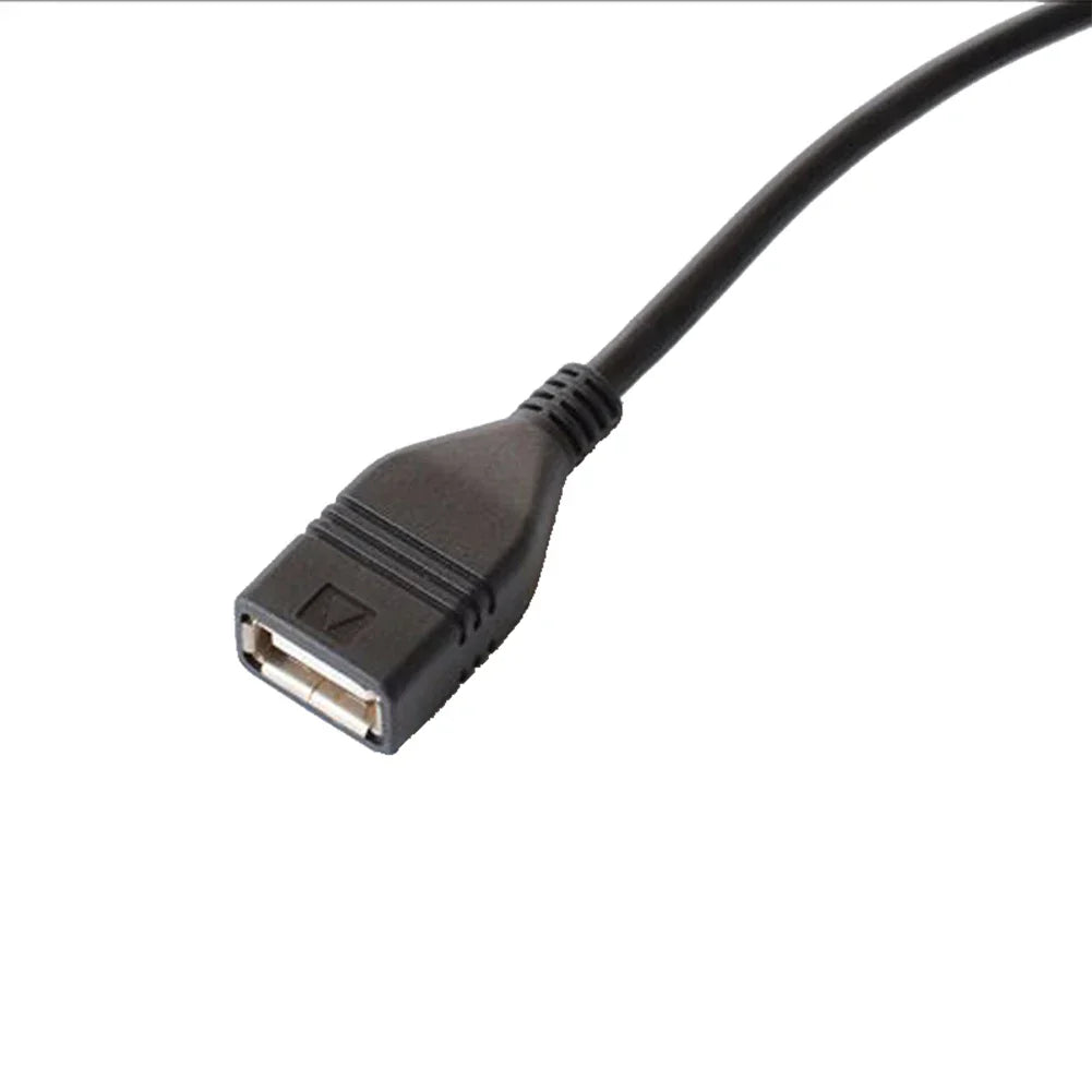 Black usb-a female cable adapter usb with matte plastic housing and metallic contacts for music interface ami mmi aux use