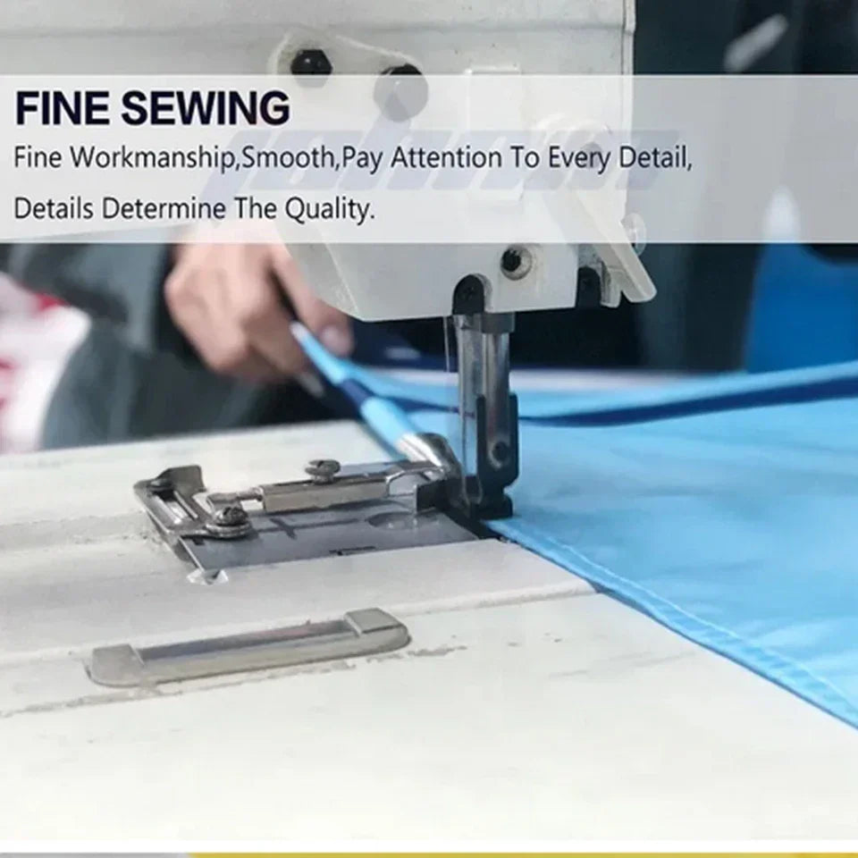 White industrial sewing machine stitching blue fabric for drug funny flag family wall banner decor
