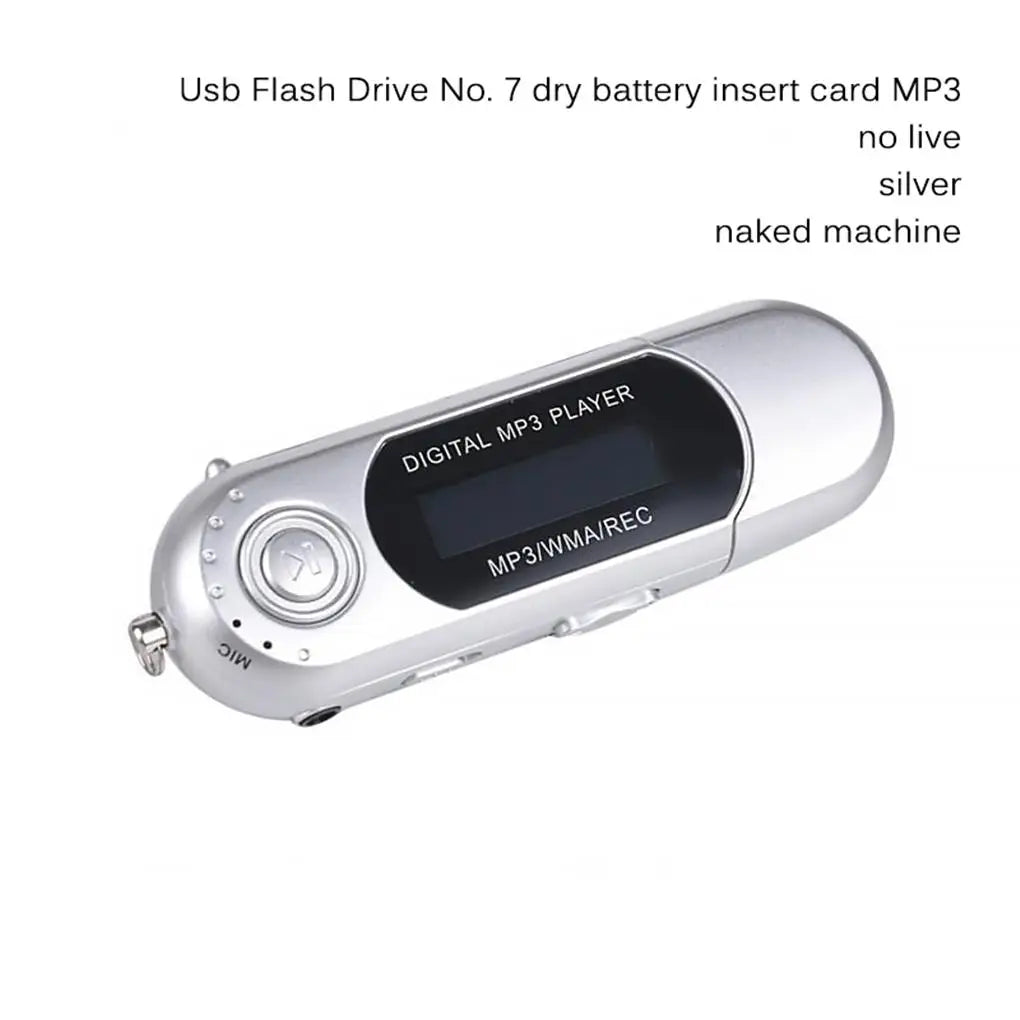 Silver digital music mp3 player with smooth u disk, radio long endurance, and sleek metallic finish display screen