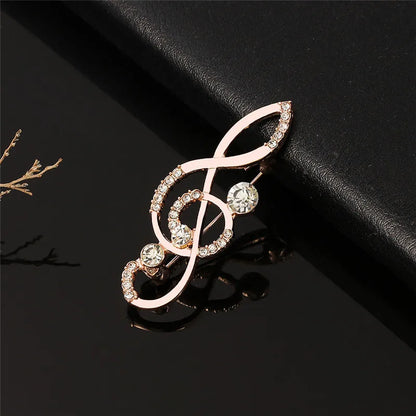 Rose gold treble clef note large brooch adorned with sparkling austrian crystals for jewelry party dress accessory