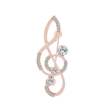 Rose gold treble clef note large brooch adorned with austrian crystals for jewelry party dress and scarf decoration