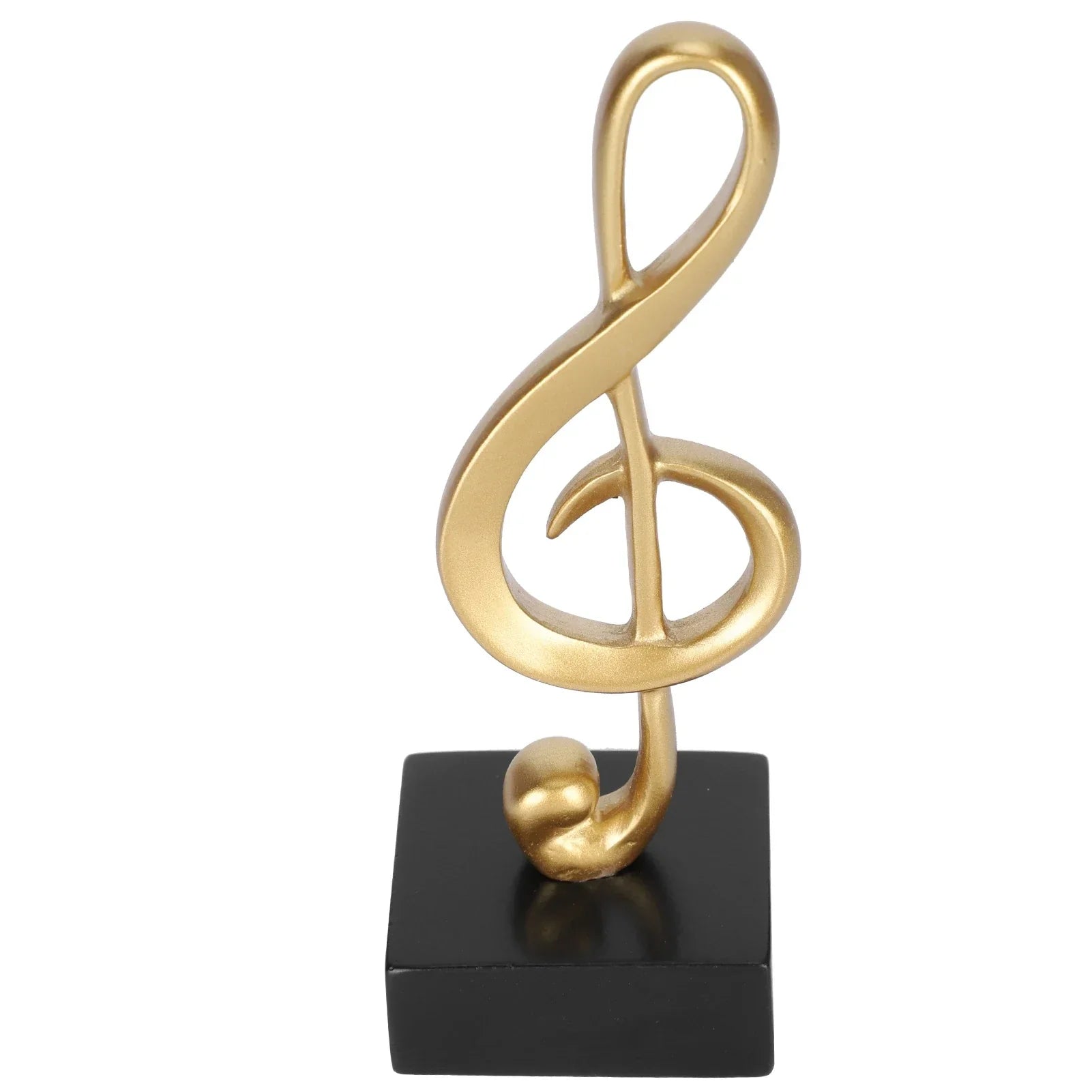 Golden treble clef music note statue synthetic resin golden sculpture home decor on black base for study room or office