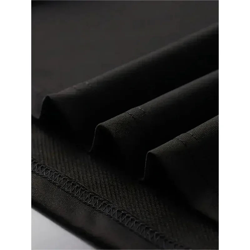 Black woven fabric with subtle texture and stitched edges for music pattern stop talking nonsense rapper band t-shirt