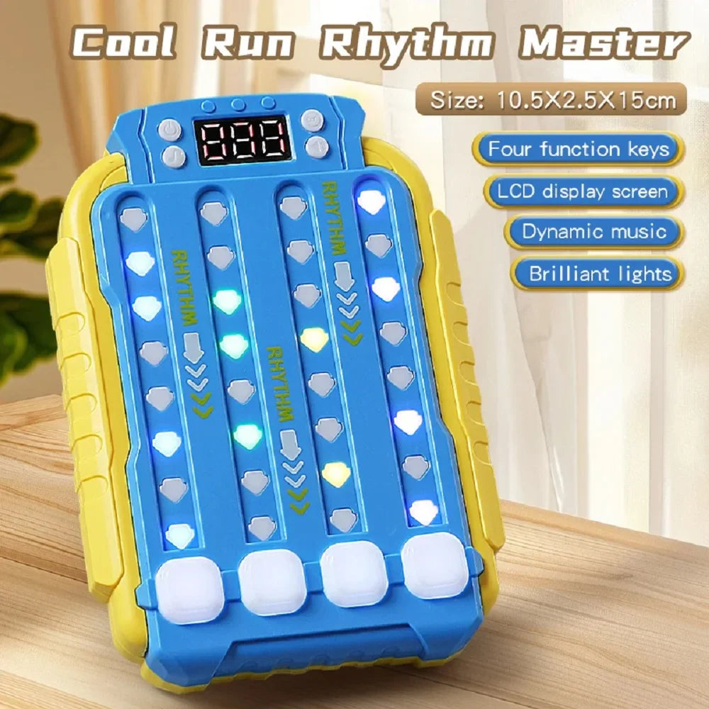 Blue and yellow plastic rhythm press puzzle toy with digital screen and lighting for decompression concentration training boys girls birthday gift
