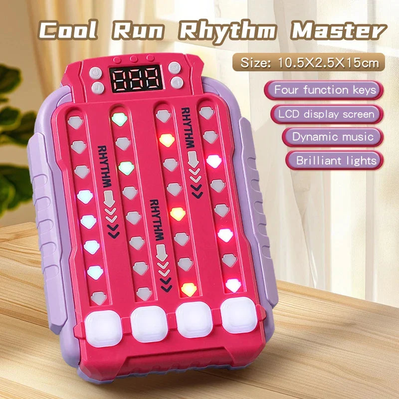 Pink and purple plastic cool run rhythm master rhythm press puzzle with illuminated heart buttons for decompression concentration training boys girls birthday gift