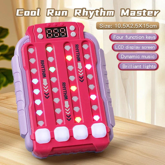 Pink and purple plastic cool run rhythm master rhythm press puzzle with illuminated heart buttons for decompression concentration training boys girls birthday gift