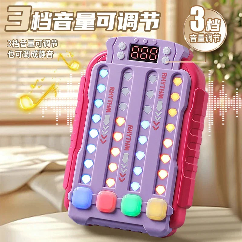 Purple and pink music rhythm press puzzle toy with illuminated heart buttons for decompression concentration training boys girls birthday