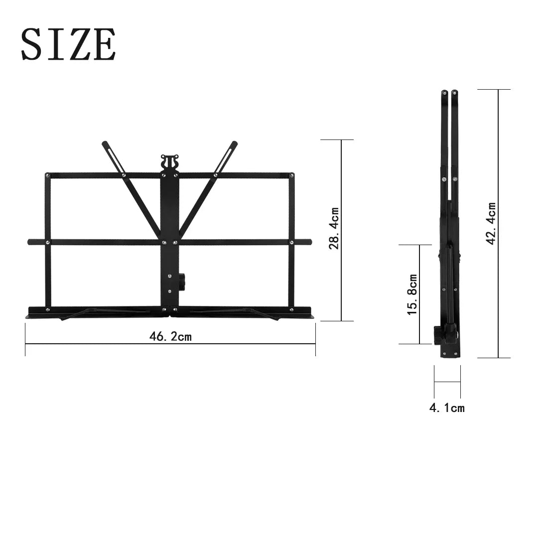Black metal music sheet stand tripod stand holder with bag height adjustable foldable stainless steel design