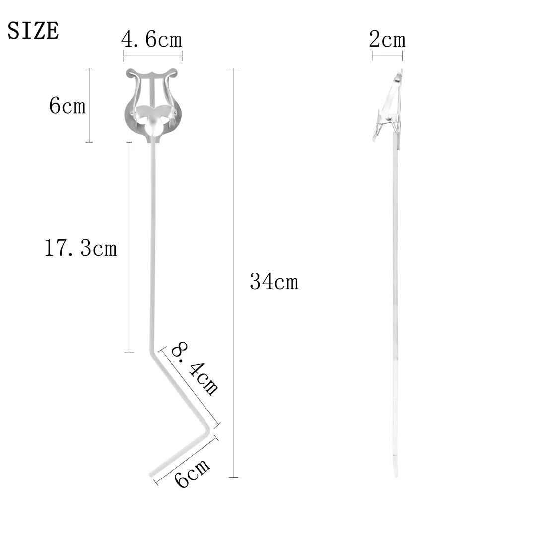 Silver lyre-shaped garden flagpole with sleek metallic finish and curved design for music stand clarinet and alto saxophone