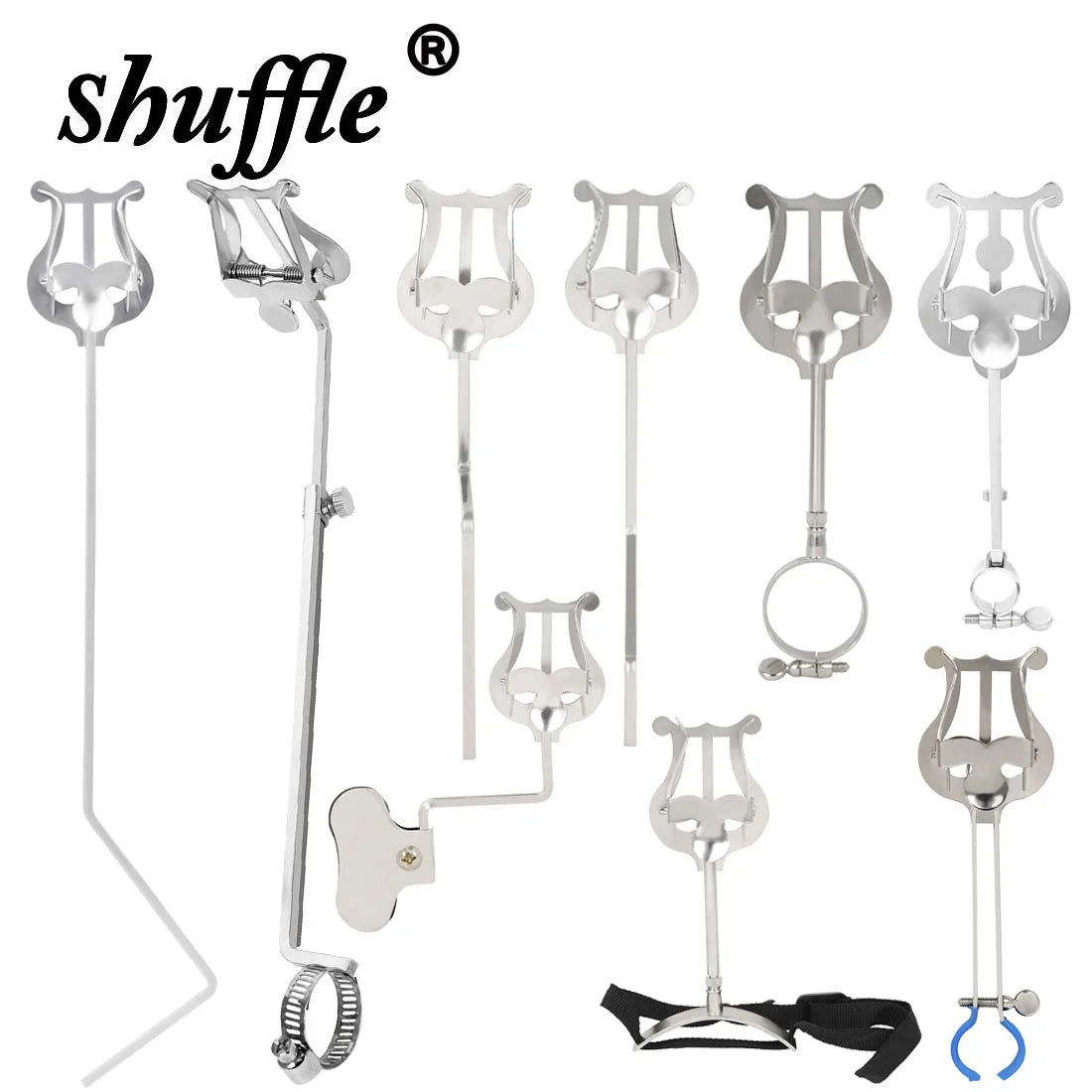 Silver-colored metal shuffle brand music stand clarinet trumpet flute winds with adjustable portable designs