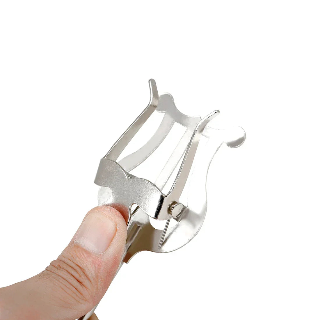 Silver metal clarinet ligature with polished finish and adjustable clamping for music stand clarinet trumpet flute winds