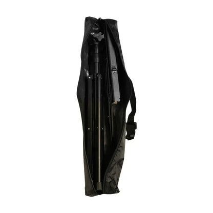 Black fabric carrying bag with zipper and adjustable strap for folding sheet desktop music stand with clip holder carrying