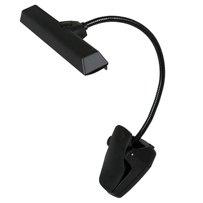 Black flexible gooseneck eye protection reading book light with matte finish clip-on music stand led lamp