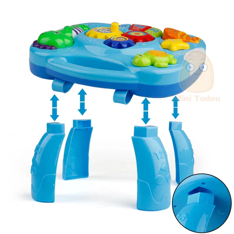 Blue plastic music table baby with colorful animal and shape toys learning machine educational toy for toddlers 6 months+