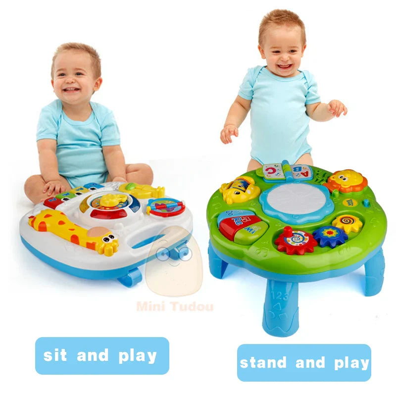 Colorful plastic music table baby with animal-themed buttons and gears learning machine educational toy for toddlers