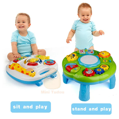 Colorful plastic music table baby with animal-themed buttons and gears for toddlers as a machine educational toy