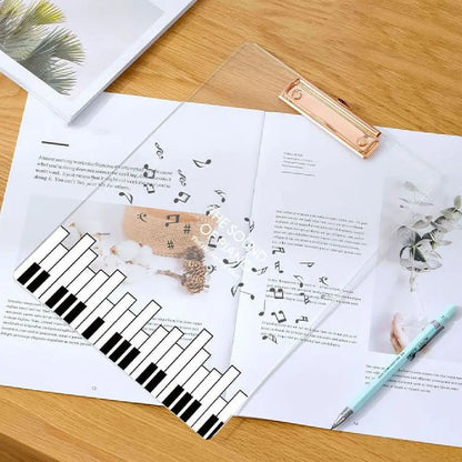 Clear plastic thickened a4 file folder with black and white piano key design creative document holder portable