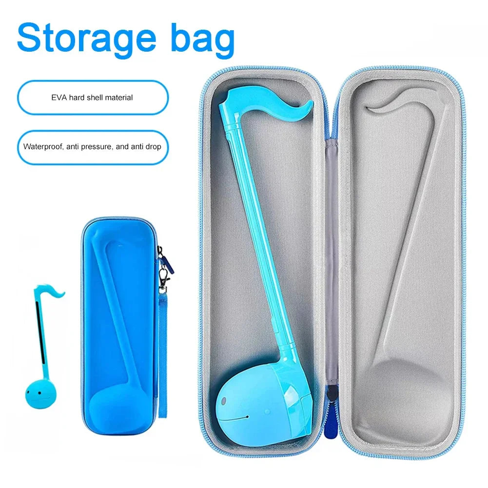 A bright blue eva hard shell musical instrument carrying case with zipper closure and light gray interior lining for waterproof music instrumental toy storage