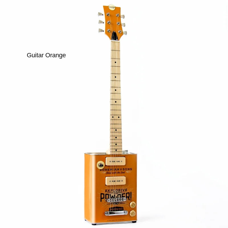 Orange musical instrument guitar electric guitar ukulele bass classical musical instrument made from repurposed metal can
