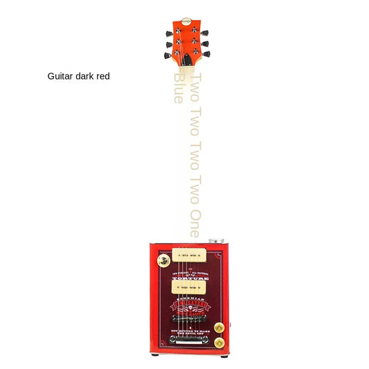 A dark red rectangular electric guitar with vintage-style headstock and gold-colored hardware for musical instrument guitar use