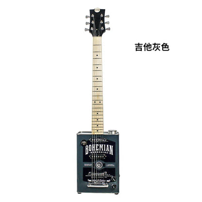 A sleek black bohemian musical instrument guitar with light wood fretboard and silver hardware for electric guitar ukulele bass classical musical use