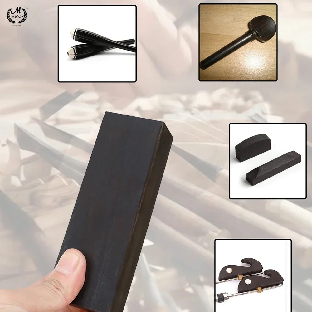 Black rectangular sharpening stone with smooth polished surface and rounded edges for ebony diy musical instrument handle craft material diy