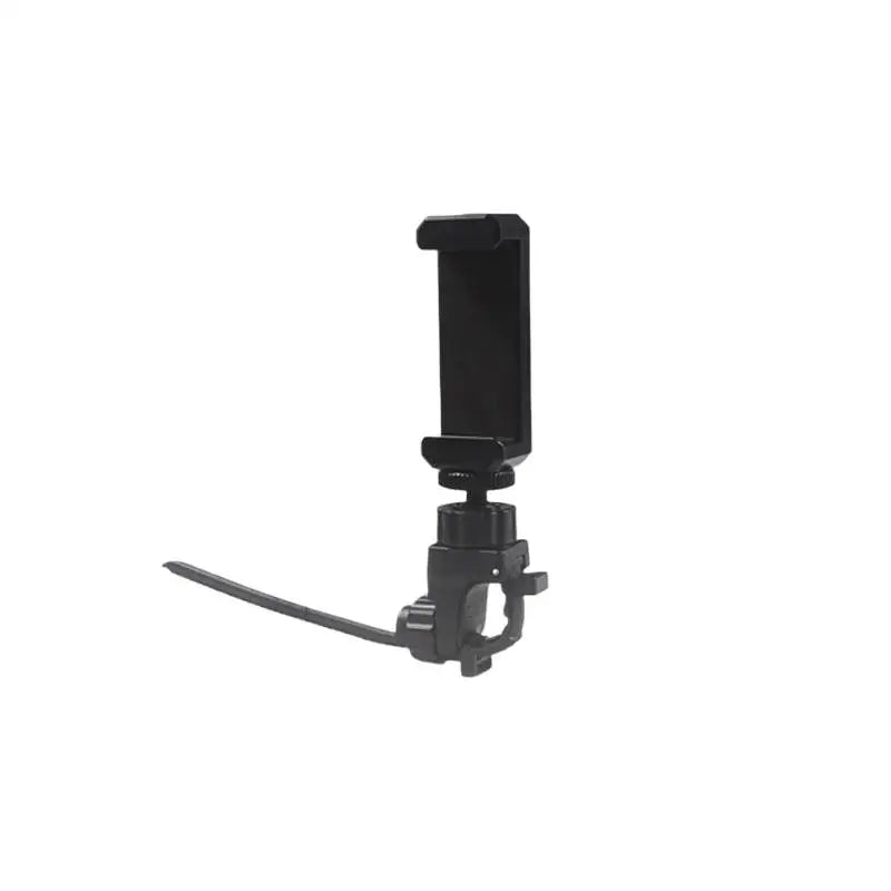 Black multifunctional lyre phone holder with adjustable clamp and flexible arm for secure instrument phone stand attachment