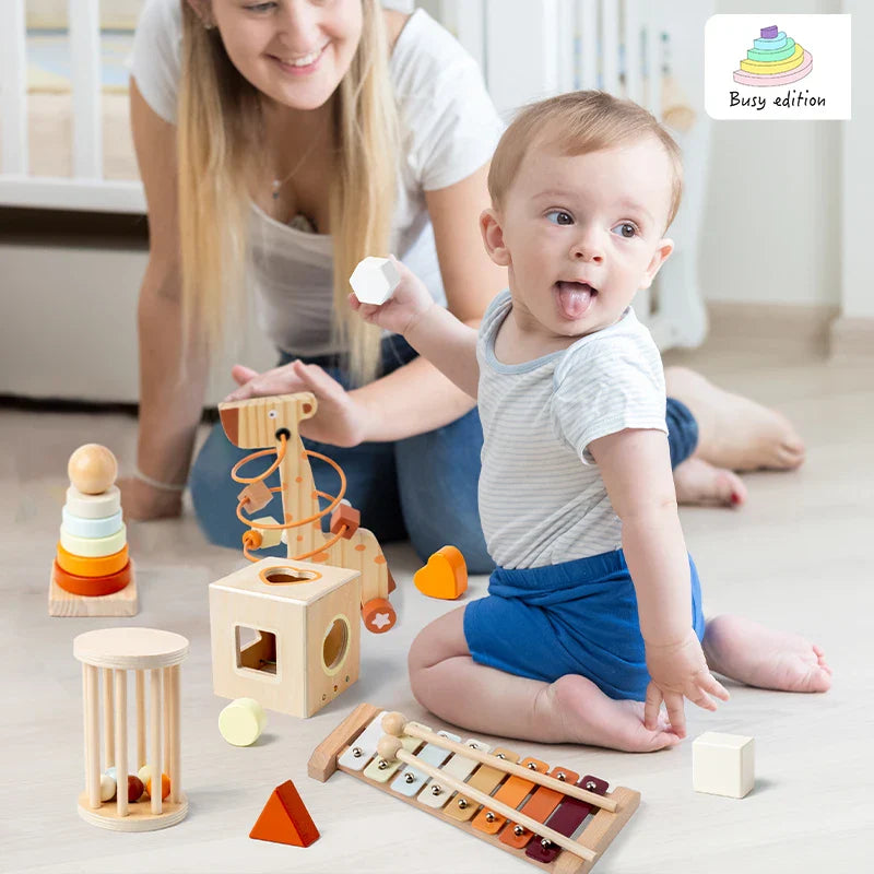 Wooden xylophone musical instrument toy with colorful keys and natural frame for montessori early learning gifts