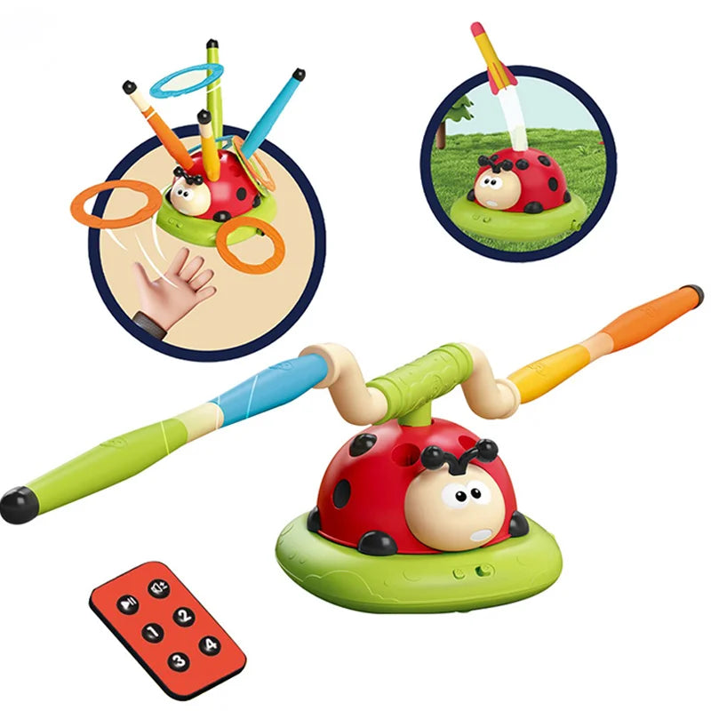 Red and green ladybug musical jump toss water toy with black spots for three-in-one rope skipping sports entertainment ladybug