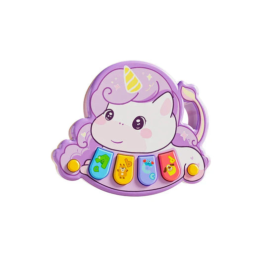 Purple unicorn-shaped kids electronic piano with colorful animal and letter keys for learning music baby toys multifunctional animals
