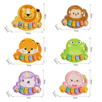 Cute wooden kids electronic piano toys multifunctional animals with colorful keys and soft cartoon faces for learning music baby play