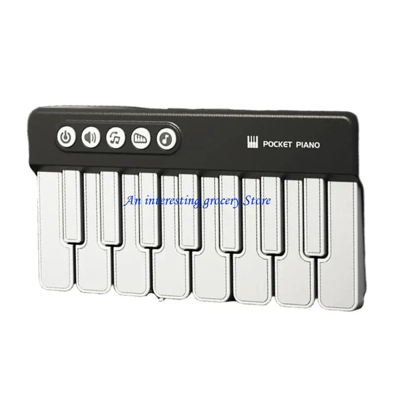 Black and white portable musical learning toy piano with ABS texture and compact design for building basic music skills