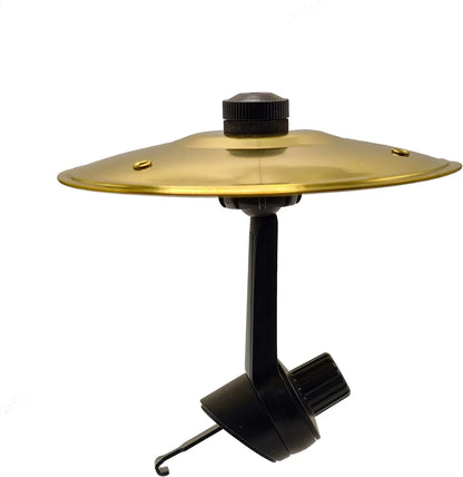 Gold-colored musical saucer car crash cymbal alloy with black plastic base and adjustment knobs for air vent drum clip-on